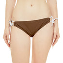 "Skull & Barrel" Base Brown - Black Logo - Loop Tie Side Bikini Bottom (AOP)