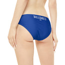 "Skull & Barrel" Base Dark Blue - White Logo - Loop Tie Side Bikini Bottom (AOP)