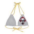 "Skull & Barrel" Base Light Grey - Left Logo - Strappy Triangle Bikini Top (AOP)