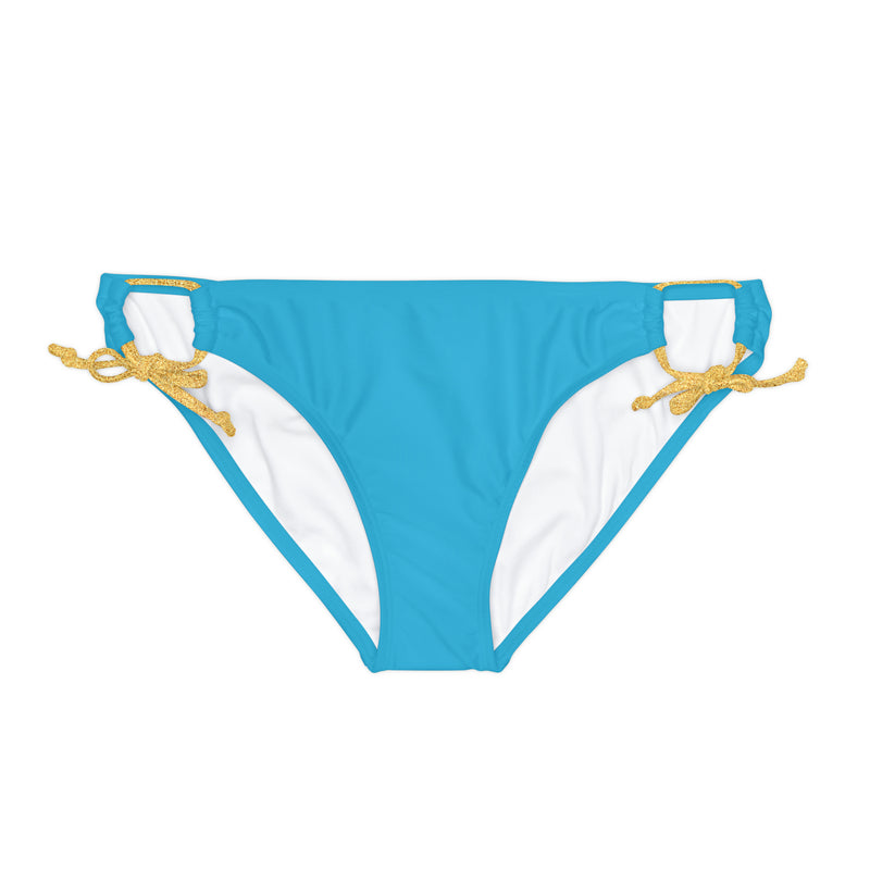 "Skull & Barrel" Base Turquoise - White Logo - Loop Tie Side Bikini Bottom (AOP)