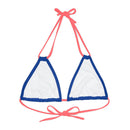 "Skull & Barrel" Base Dark Blue - Right Logo - Strappy Triangle Bikini Top (AOP)