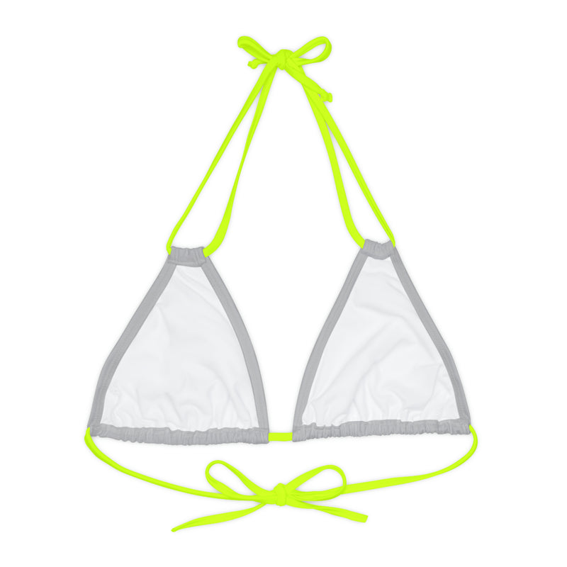 "Skull & Barrel" Base Light Grey - Left Logo - Strappy Triangle Bikini Top (AOP)