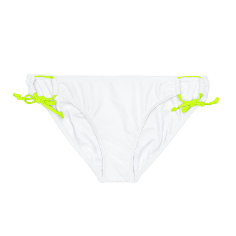 "Skull & Barrel" Base White - White Logo - Loop Tie Side Bikini Bottom (AOP)