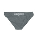 "Skull & Barrel" Base Dark Grey - White Logo - Loop Tie Side Bikini Bottom (AOP)