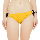 "Skull & Barrel" Base Yellow - Black Logo - Loop Tie Side Bikini Bottom (AOP)