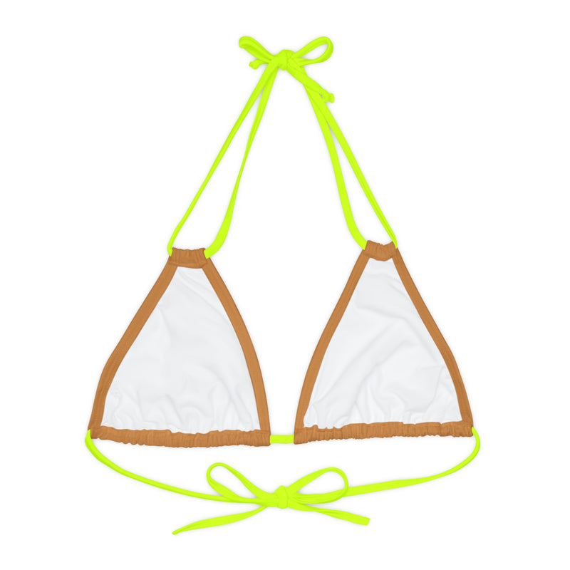 "Skull & Barrel" Base Light Brown - Left Logo - Strappy Triangle Bikini Top (AOP)