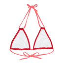 "Skull & Barrel" Base Dark Red - Left Logo - Strappy Triangle Bikini Top (AOP)