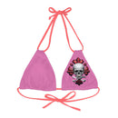 "Skull & Barrel" Base Light Pink - Left Logo - Strappy Triangle Bikini Top (AOP)