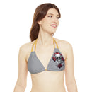 "Skull & Barrel" Base Grey - Left Logo - Strappy Triangle Bikini Top (AOP)