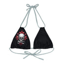 "Skull & Barrel" Base Black - Right Logo - Strappy Triangle Bikini Top (AOP)