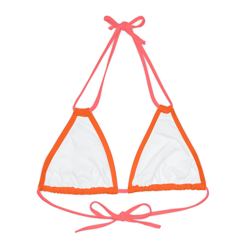 "Skull & Barrel" Base Orange - Right Logo - Strappy Triangle Bikini Top (AOP)