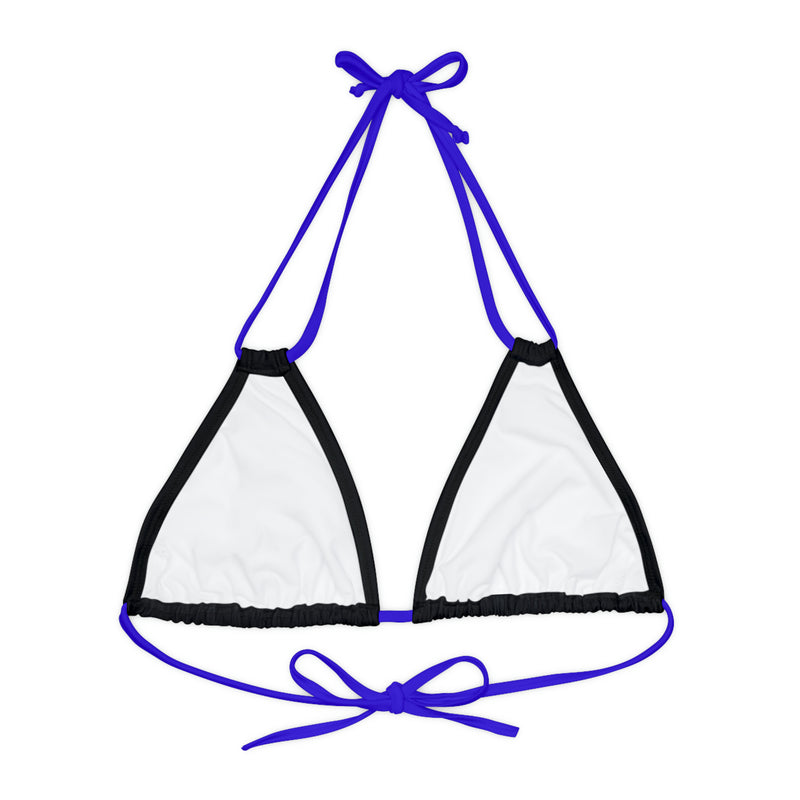 "Skull & Barrel" Base Black - Right Logo - Strappy Triangle Bikini Top (AOP)