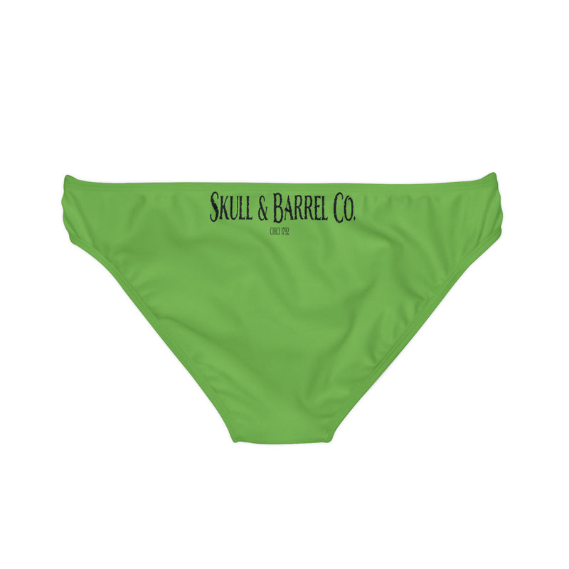 "Skull & Barrel" Base Green - Black Logo - Loop Tie Side Bikini Bottom (AOP)