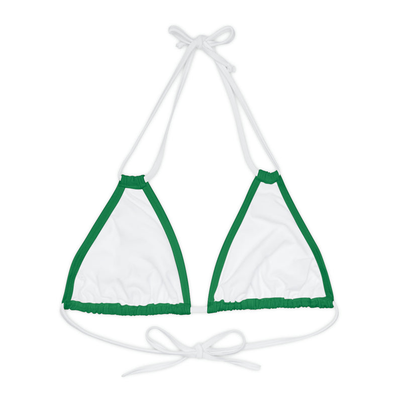 "Skull & Barrel" Base Dark Green- Left Logo - Strappy Triangle Bikini Top (AOP)