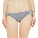 "Skull & Barrel" Base Grey - White Logo - Loop Tie Side Bikini Bottom (AOP)
