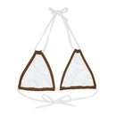 "Skull & Barrel" Base Brown- Left Logo - Strappy Triangle Bikini Top (AOP)