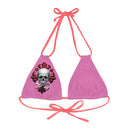 "Skull & Barrel" Base Light Pink - Right Logo - Strappy Triangle Bikini Top (AOP)