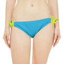 "Skull & Barrel" Base Turquoise - Black Logo - Loop Tie Side Bikini Bottom (AOP)
