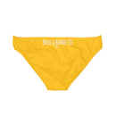 "Skull & Barrel" Base Yellow - White Logo - Loop Tie Side Bikini Bottom (AOP)