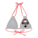 "Skull & Barrel" Base Light Grey - Left Logo - Strappy Triangle Bikini Top (AOP)