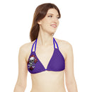 "Skull & Barrel" Base Purple - Right Logo - Strappy Triangle Bikini Top (AOP)