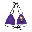"Skull & Barrel" Base Purple - Left Logo - Strappy Triangle Bikini Top (AOP)