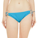 "Skull & Barrel" Base Turquoise - Black Logo - Loop Tie Side Bikini Bottom (AOP)