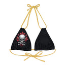 "Skull & Barrel" Base Black - Right Logo - Strappy Triangle Bikini Top (AOP)