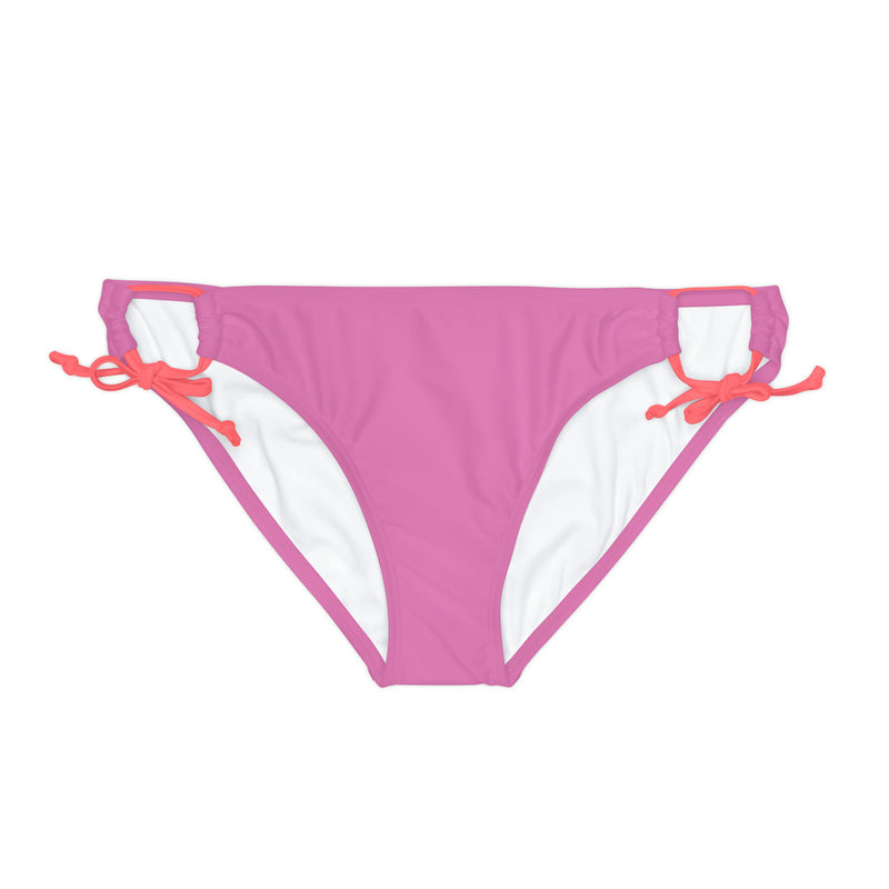 "Skull & Barrel" Base Light Pink - White Logo - Loop Tie Side Bikini Bottom (AOP)