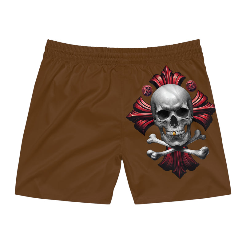 Men's Mid-Length Swim Shorts - Brown