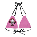 "Skull & Barrel" Base Light Pink - Right Logo - Strappy Triangle Bikini Top (AOP)