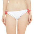 "Skull & Barrel" Base White - Black Logo - Loop Tie Side Bikini Bottom (AOP)