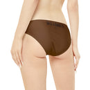 "Skull & Barrel" Base Brown - Black Logo - Loop Tie Side Bikini Bottom (AOP)