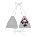 "Skull & Barrel" Base Light Grey - Left Logo - Strappy Triangle Bikini Top (AOP)