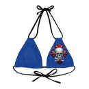 "Skull & Barrel" Base Dark Blue - Left Logo - Strappy Triangle Bikini Top (AOP)