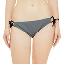"Skull & Barrel" Base Dark Grey - White Logo - Loop Tie Side Bikini Bottom (AOP)