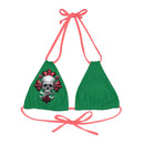 "Skull & Barrel" Base Dark Green - Right Logo - Strappy Triangle Bikini Top (AOP)