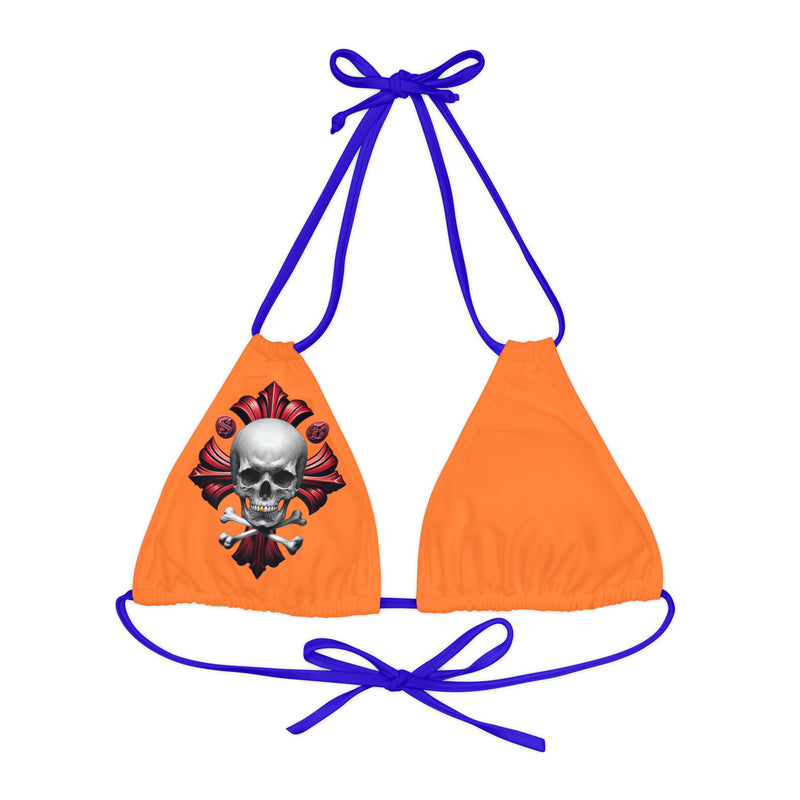 "Skull & Barrel" Base Crusta - Right Logo - Strappy Triangle Bikini Top (AOP)