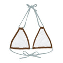 "Skull & Barrel" Base Brown- Left Logo - Strappy Triangle Bikini Top (AOP)