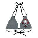 "Skull & Barrel" Base Dark Grey- Left Logo - Strappy Triangle Bikini Top (AOP)