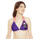 "Skull & Barrel" Base Purple - Left Logo - Strappy Triangle Bikini Top (AOP)
