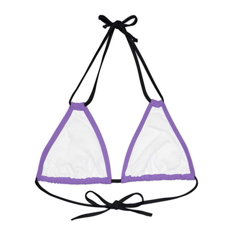 "Skull & Barrel" Base Light Purple - Left Logo - Strappy Triangle Bikini Top (AOP)