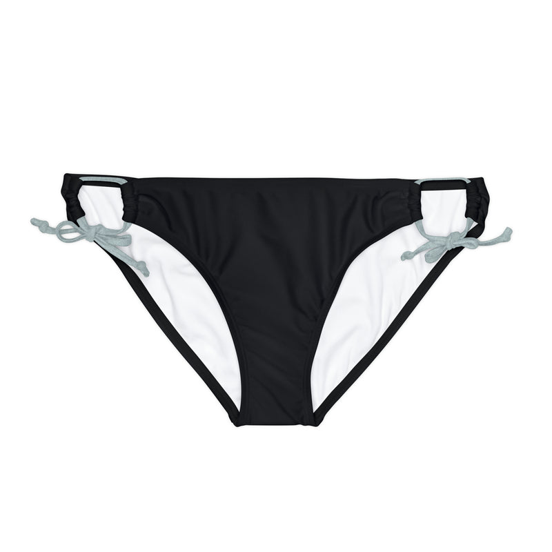 "Skull & Barrel" Base Black - White Logo - Loop Tie Side Bikini Bottom (AOP)