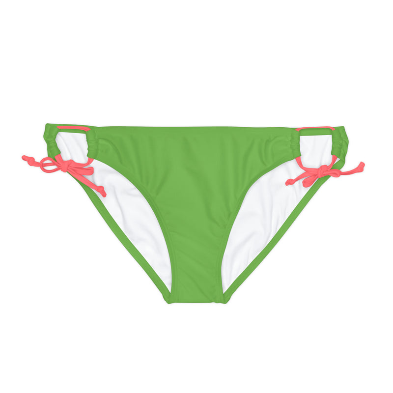 "Skull & Barrel" Base Green - White Logo - Loop Tie Side Bikini Bottom (AOP)