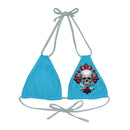 "Skull & Barrel" Base Turquoise - Left Logo - Strappy Triangle Bikini Top (AOP)