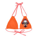 "Skull & Barrel" Base Orange - Left Logo - Strappy Triangle Bikini Top (AOP)