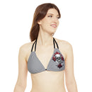 "Skull & Barrel" Base Grey - Left Logo - Strappy Triangle Bikini Top (AOP)