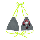 "Skull & Barrel" Base Dark Grey- Left Logo - Strappy Triangle Bikini Top (AOP)