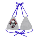 "Skull & Barrel" Base Light Grey - Right Logo - Strappy Triangle Bikini Top (AOP)