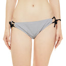 "Skull & Barrel" Base Light Grey - Black Logo - Loop Tie Side Bikini Bottom (AOP)